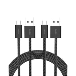 Belkin USB A to USB C Cable 2-Pack, 6.6ft, 15W - Type C Charger, iPhone Charger Cord, Soft, Braided, Flexible for iPhone 17 & 16, Galaxy S25, Pixel 10, iPad Pro, Airpods Pro, Switch & More - Black