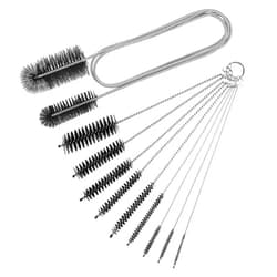 CANIPHA 10 Pcs Flexible Drain Brush Straw Cleaner Brush Set,Pipe Cleaners Brush,61Inch Stainless Steel Double-Ended Hose Brush 8.2Inch Nylon Long CPAP Tube Cleaning Brush for Home Kitchen Sink Plumbing