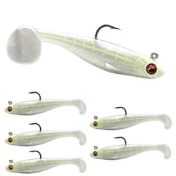 U.S.A. Bass Tackle USA Bass Tackle Patriot Shad - Scent Infused Paddle Tail Swimbaits Pre Rigged Fishing Lures Premium Bait Strong Owner Hook, Fishing Gear for Bass Freshwater Predator Fish
