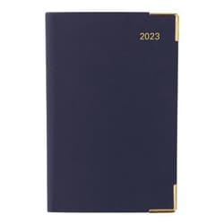 Letts of London 32E-2023 Classic 7-57286-83743-0 Pocket Week To View Diary Gold Colored Corners Gilted Edges (Blue)