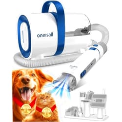 oneisall Dog Hair Vacuum & Dog Grooming Kit, Pet Grooming Vacuum with Pet Clipper Nail Grinder, 1.5L Dust Cup Dog Brush Vacuum with 7 Pet Grooming Tools for Shedding Pet Hair, Home Cleaning