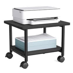 VASAGLE Heavy-Duty Printer Stand with Locking Wheels, 2-Tier Industrial Mobile Cart with Storage Shelf, Under Desk Printer Table for Home, Office, 13.4