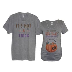 It's Your Day Clothing Not A Trick Sweetest Treat Personalized Maternity Couple Shirts Matching Halloween Pregnancy Announcement Pumpkin Belly Mommy And Daddy To Be Were Pregnant