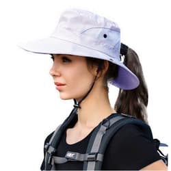 ZOORON Women's Ponytail Sun Hat UV Protection Outdoor Foldable Mesh Wide-Brim Beach Summer Fishing Hat