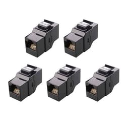 Cable Matters [UL Listed] 5-Pack 10Gbps Cat6 Keystone Coupler, RJ45 Keystone Jack Coupler/Ethernet Female to Female Keystone Jack in Black for Patch Panel, Wall Plate