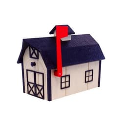 AmishToyBox.com Deluxe Wooden Mailbox, Post Mount, Dutch Barn Style (Beige and Black)