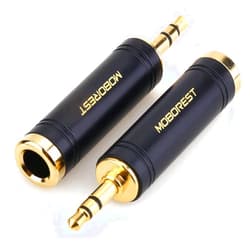 MOBOREST 3.5mm M to 6.35mm F Stereo Pure Copper Adapter, 1/8 Inch Plug Male to 1/4 Inch Jack Female Stereo Adapter, Can be Used for Conversion Headphone adapte, amp adapte, Black Fashion 2-Pack