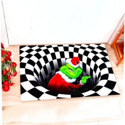 Deuiosna Christmas Door Mat,Christmas Decorations 3D Illusion Doormat,Christmas Doormat Outdoor, Non-Slip Floor Mat, for Christmas Indoor Outdoor Home Party (2FT x 3FT, Black)