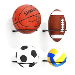 Jockcaras Basketball Holder Wall Mount: Ball Wall Mount for Display, Ball Wall Storage Rack for Basketball, Soccer Ball, Volleyball, Football, Rugby, Ball Holder as Sports Room Decor