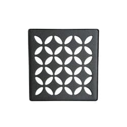 Schluter Kerdi-Drain Floral Shower Grate Kit with Integrated Bonding Flange - Ideal for Tile Showers - Stainless Steel, 4-Inch Grate, Square, Matte Black Grate Finish - KDIF4GRKMGSD5