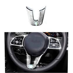 HAILWH Bling Interior Accessories Fit for Mercedes Benz 2019-2025 A B Class CLA GLA GLB Modification Rhinestone Crystal Applique Cover (Round Shape Steering Wheel)
