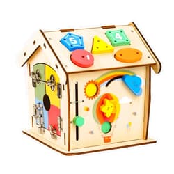 OUSEXI Wooden Busy House Toys,Educational Learning Wooden Busy Board for Kids Age 3-6