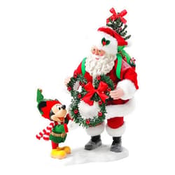 Department 56 Possible Dreams Disney Santa and Elf Mickey Mouse Evergreen Friendship Figurine, 10.5 Inch, Multicolor
