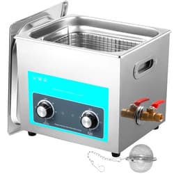 VEVOR 15L Sonic Cleaner, 304 Stainless Steel Professional Knob Control, Sonic Cleaner with Heater Timer for Jewelry Watch Glasses Circuit Board Dentures Small Parts Dental Instrument