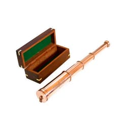 NAVIROCK Vintage Antique Copper Finish Telescope with Wooden Box London 1915 Marine Nautical X-mas Gift