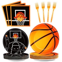 ZOIIWA 200 Pieces Basketball Party Supplies Basketball Plates Napkins Sports Theme Tableware Set Basketball Table Decoration for Teenagers Kids Boys Birthday Basketball Team Party Supplies Decor 50 Guests