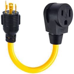 EXCELFU NEMA L14-30P to 6-50R Generator Welder Adapter Plug Power Cord,30 Amp to 220V 50 Amp Twist Locking Generator 4 Prong Male Plug to 3 Prong Welder Adapter Female,30 Amp 125/250v 10AWG 1.5FT