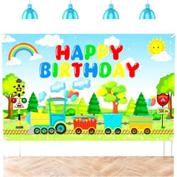 Avezano Train Theme Birthday Banner Train Birthday Decorations Chugga Chugga Train Happy Birthday Backdrop for Kids 70.8x43.3