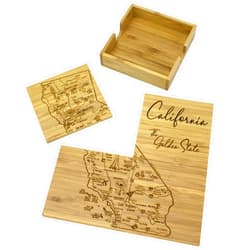 Totally Bamboo California State Puzzle 4 Piece Bamboo Coaster Set with Case
