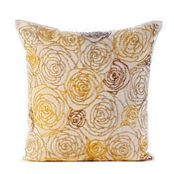 The HomeCentric Sofa Cushion Cover, Gold Decorative Sofa Pillow Covers 16x16 inch (40x40 cm) Silk Throw Pillow Covers, Nature & Floral, Rose, Beaded, Art Deco, Modern Cushion Cover - Gold Dust Rose