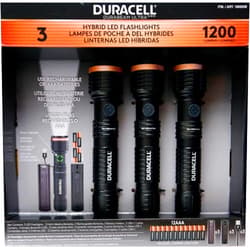 DURACELL Durabeam Ultra Hybrid LED Flashlights, 1200 Lumens, Set of 3, with Rechargeable and AAA Alkaline Batteries