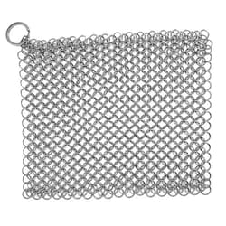 TOPULORS 316 Stainless Steel Cast Iron Cleaner, Chainmail Scrubber, Skillet Grill Scraper with Hanging Ring Anti-Rust Made for Cast Iron Pans, Pre-Seasoned Pan, Waffle Iron, Dutch Oven Pans, 8 inch x 6 inch