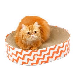 Conlun Cat Scratcher Cardboard,2 in 1 Oval Cat Scratch Pad Bowl Nest for Indoor Cats Grinding Claw,Round Cat Scratching Board Corrugated Lounge Cat Beds&Furniture Protector for Couch & Carpets & Sofas