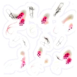 RignFish Custom Rigs 1 - Hi-Low, Pompano Rig, Surf Fishing Rig, Fishing Rigs, Double Drop Rig - High Gloss Bullet Float in White-Pink w/Dots, Pro-Tec Neon Colored Hooks, 30Lb Fluorocarbon Leader