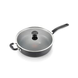 T-fal Specialty Nonstick Saute Pan with Glass Lid 5 Quart, Oven Broiler Safe 350F, Cookware, Deep Frying Pan with Handle, Skillet, Kitchen, Pots and Pans, Dishwasher Safe, Black