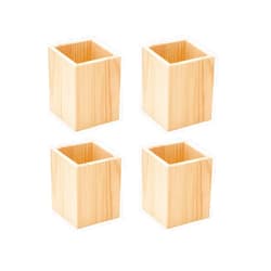 Cregugua 6 Pack Wood Pen hlolder Unfinished Wooden Pencil Holder for Homemade DIY Crafts (3