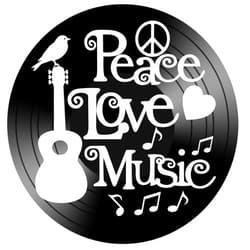 Handmade Peace Love Music Quote on a Real Repurposed Upcycled Vinyl Record Wall Album