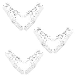 DIVINA VITAE 3 Pairs Silver Sequin Gloves Glitter Gloves Rhinestone Gloves Women Sequin Dance Gloves Silver Sparkly Glove Fashion Classic Masquerade Short Gloves Cosplay Dress Gloves for Skating Dressing Accessory