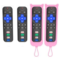 MOKEMAKE Remote for Roku TV & Cover for Roku Remote, 2-Pack Remotes Replacement Cover Compatible with Sharp Roku TV Remote, Replacement for Sharp Roku TV Remote