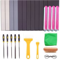 Wokape 26Pcs Resin Casting Tool Set, Resin Sanding Polishing Pad Kit, Include Sanding Blocks/ 240#-5000# Sanding Paper/Files/Scissors/Cleaning Brushes for Polishing Epoxy Resin Supplies