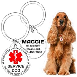 YESDerong Medical Alert Service Dog Tags Personalized Service Dog ID Tags, Customized Emotional Support Dog Tag Service Animal ESA Dog Tag Stainless Steel Easy to Read Sturdy and Deeply Engraved