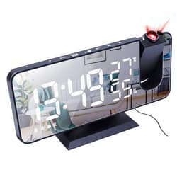 Hoowa Inflatables Projection Alarm Clock for Bedroom Ceiling Digital Radio Alarm Clock with USB Phone Charger Dual Alarm Clock with 2 Alarm Sounds/4 Dimmer/180° Rotable/7.3