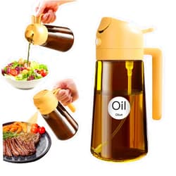 YARRAMATE 16oz/470ml Light Blocking Oil Sprayer for Cooking with Stickers, Food-Grade 2 in 1 Olive Oil Dispenser Bottle for Kitchen, Premium Dark Amber Glass Oil Bottle for Air Fryer, BBQ(Orange)