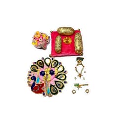 Generic Laddu/Ladoo Gopal Dress with Full Shringar/Bal Gopal Accessories/Kanhaji Poshak Combo Set of Dress with Shringar for Thakurji 0 No, Multicolor