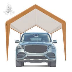 MARVOWARE 10x20 Car Canopy Replacement Carport Tarp Cover with Fabric Pole Skirts Ball Bungees for Tent Top Garage Boat Shelter(Only Tarp Cover) Brown
