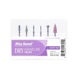 Mia Secret 6 pcs Dry Manicure Drill Bits Set, Mia Secret DIY home and Salon nail bits for Sensitive Skin MADE IN USA