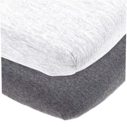 Cuddly Cubs Fitted Pack and Play Sheets Compatible ith Graco Pack n Play and Other 27 x 39 Inch Playard Mattress Pad – Heather Grey – 2 Pack