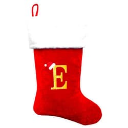 Cettkowns 21-Inch Monogrammed Christmas Stockings with Embroidered Initial Letter E, Red Velvet with 10 inch White Plush Cuff Personalized Christmas Stocking for Xmas Tree Fireplace Family Decor Gifts