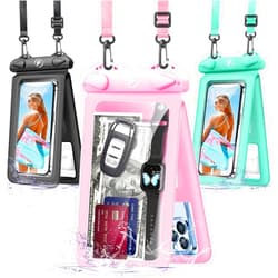 FONKEN Waterproof Phone Pouch [3-Pack] Double Space Waterproof Phone Case with Adjustable Lanyard Water proof Cell Phone Pouch for iPhone IPX8 Underwater Phone Cases Phone Dry Bag for Vacation Beach Swimming