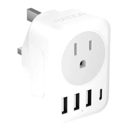 RATEA UK Ireland Travel Plug Adapter, RATEA Type G Power Adaptor with 3 USB-A, 1 USB-C Outlet Charger for US to Scotland London England British Irish Kenya Dubai Qatar Hongkong Plug Converter