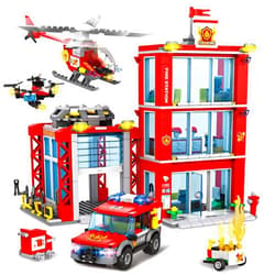 Mkmimo City Fire Station Building Kit, Compatible with Lego Fire Rescue Building Blocks, Includes Fire Station, Fire Truck, Fire Helicopter and Drone Toy Set Gift for Kids Boys Girls Age 6-12（784 PCS）
