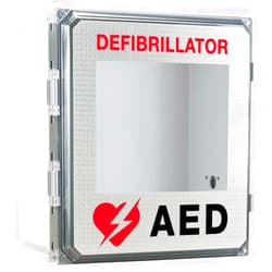 CUBIX SAFETY Alarmed Outdoor AED Cabinets. Fits All Defibrillators on The Market. Perfect for use in Schools, Churches, Arenas, or Other campuses. Measures 16.63