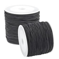Aubeco 1mm Stretchy Bracelet String, Sturdy Elastic String, Elastic Cord for Jewelry Making, Necklaces, Beading and Crafts (2 Black)
