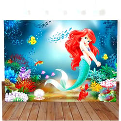 BewFar 6X4FT Little Mermaid Photography Backdrop Under The Sea Girls Birthday Background Ariel Mermaid Princess Supplies Kids Portrait Photo Booth Studio Prop