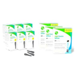 OneTouch Delica Plus Lancets & OneTouch Ultra Test Strips Bundle - Includes 180 Test Strips & 180 Lancets - Fine 30-Gauge - for Diabetes Testing - Diabetic Supplies for Blood Sugar Monitor