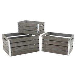 Wald Imports 8113-S3 Gray-wash Wood Crates44; Set of 3 - Medium